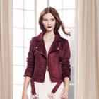 Lc Lauren Conrad Runway Collection Faux-suede Moto Jacket - Women's, Size: 16, Red