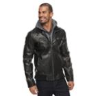 Men's Xray Faux-leather Hooded Moto Jacket, Size: Medium, Grey