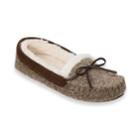 Women's Dearfoams Knit Moccasin Slippers, Size: Medium, Brown