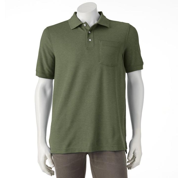 Men's Croft & Barrow&reg; Signature Solid Pocket Pique Polo, Size: Small, Dark Green