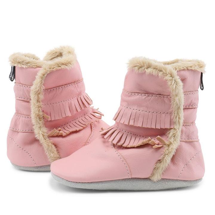 Baby Girl Tommy Tickle Fringe Leather Boots, Size: 6-12months, Light Pink