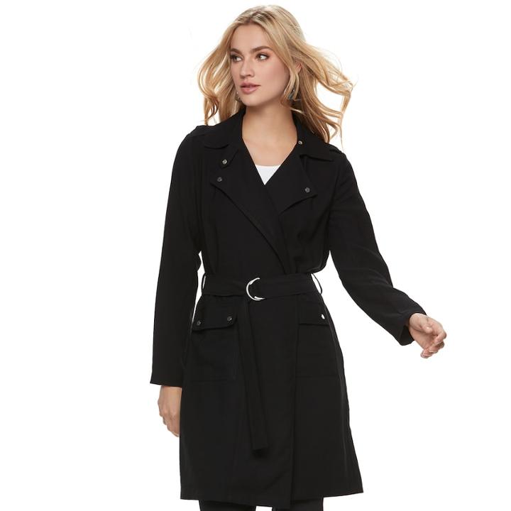 Women's Apt. 9&reg; Belted Trench Coat, Size: Xl, Black