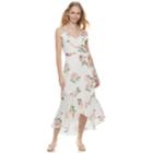 Disney Princess Juniors' Floral Ruffle Midi Dress, Teens, Size: Medium, Multi Pink