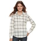Women's Caribbean Joe Plaid Button Front Shirt, Size: Xl, Oxford
