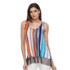 Women's Jennifer Lopez Print Mesh Trim Tank, Size: Large, Med Blue