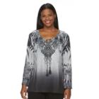 Plus Size World Unity Peasant Pattern Shirt, Women's, Size: 3xl, Grey