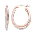 Chrystina Twisted Oval Crystal Hoop Earrings, Women's, Pink