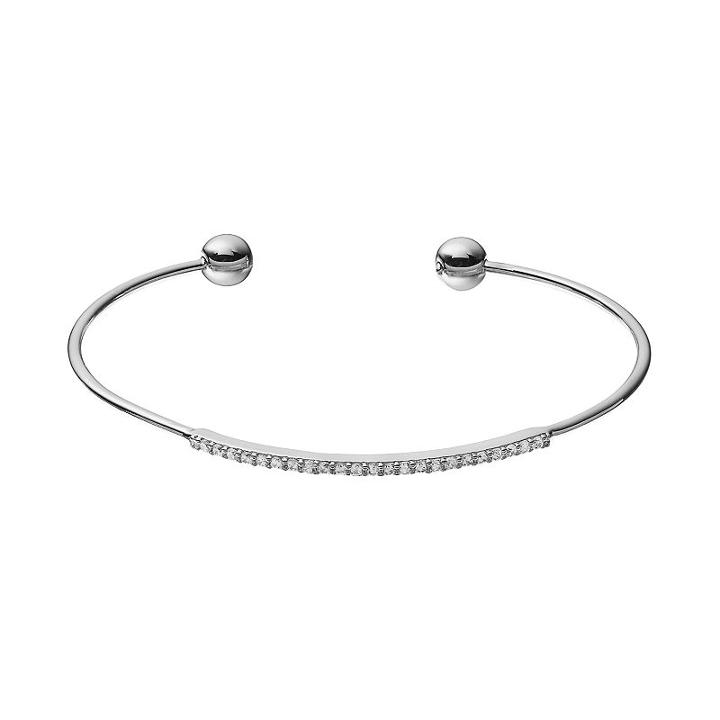 Cubic Zirconia Curved Bar Cuff Bracelet, Women's, Grey