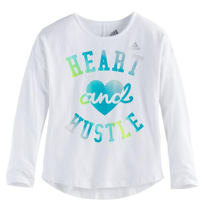 Girls 4-6x Adidas Heart & Hustle Long-sleeved Tee, Size: 5, White Oth