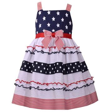 Girls 4-6x Bonnie Jean Americana Sleeveless Stars & Stripes Sundress, Girl's, Size: 4, White