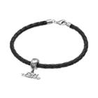 Logoart Sterling Silver & Leather I Love My Teacher Charm Bracelet, Women's, Size: 7.5, Grey