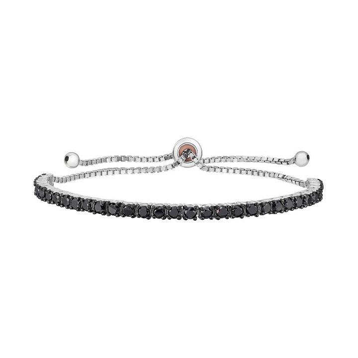 Sterling Silver 3 Carat T.w. Black Diamond Adjustable Bracelet, Women's