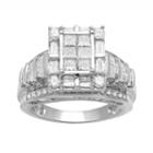 Diamond Frame Engagement Ring In 10k White Gold (1 1/2 Ct. T.w.), Women's, Size: 6