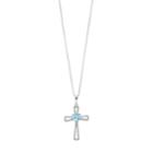 Radiant Gem Sterling Silver Blue Topaz & Diamond Accent Cross Pendant, Women's, Size: 18