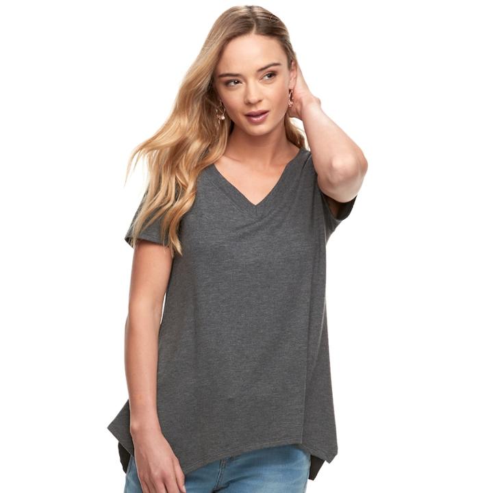 Women's Sonoma Goods For Life&trade; Soft Touch Shark-bite Hem Tee, Size: Small, Grey (charcoal)