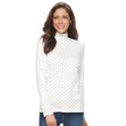 Women's Croft & Barrow&reg; Long Sleeve Mockneck Top, Size: Medium, Natural