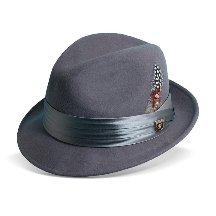 Men's Stacy Adams Wool Felt Fedora With Feather, Size: Medium, Grey