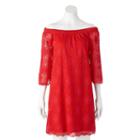 Women's Tiana B Off-the-shoulder Red Lace Dress, Size: 8