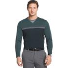 Men's Van Heusen Jaspe Classic-fit Mock-layer Stretch V-neck Sweater, Size: Medium, Lt Green