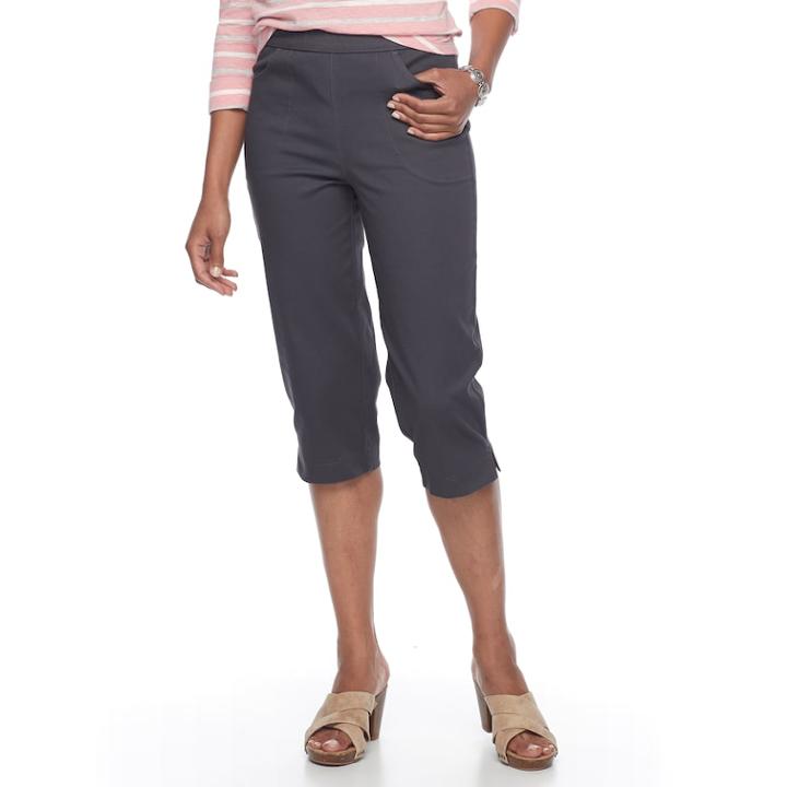 Women's Croft & Barrow&reg; Pull-on Capris, Size: Large, Grey (charcoal)