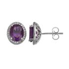 Amethyst & Lab-created White Sapphire Sterling Silver Oval Halo Stud Earrings, Women's, Purple