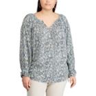 Plus Size Chaps Floral Top, Women's, Size: 2xl, Blue