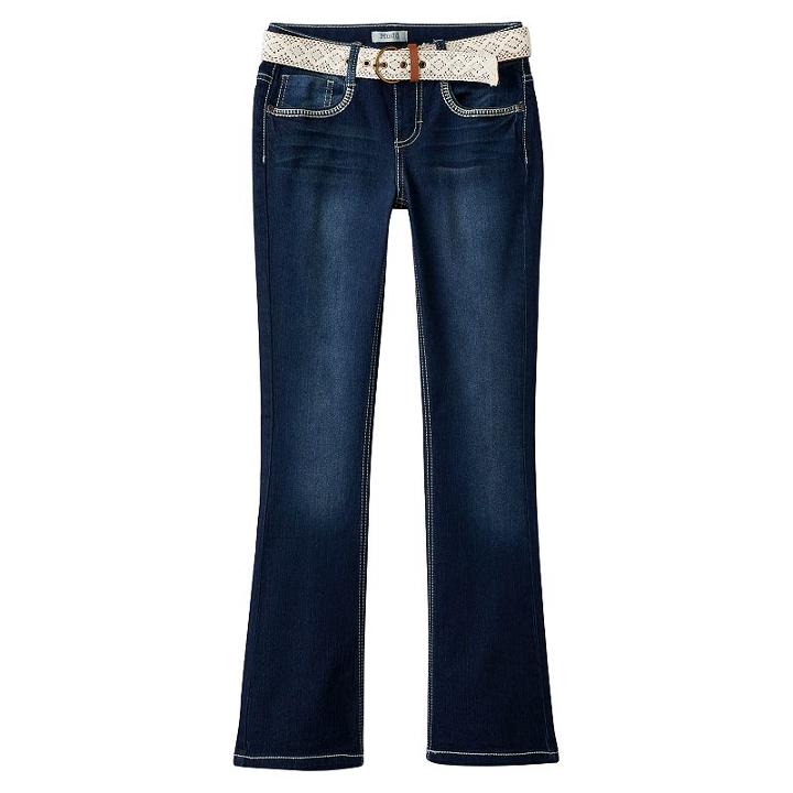 Girls 7-16 & Plus Size Mudd&reg; Belted Faded Bootcut Jeans, Girl's, Size: 20 1/2, Turquoise/blue (turq/aqua)