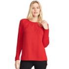 Women's Chaps Stitched Leaf Crewneck Sweater, Size: Small, Red