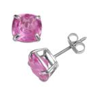 Sterling Silver Lab-created Pink Sapphire Stud Earrings, Women's