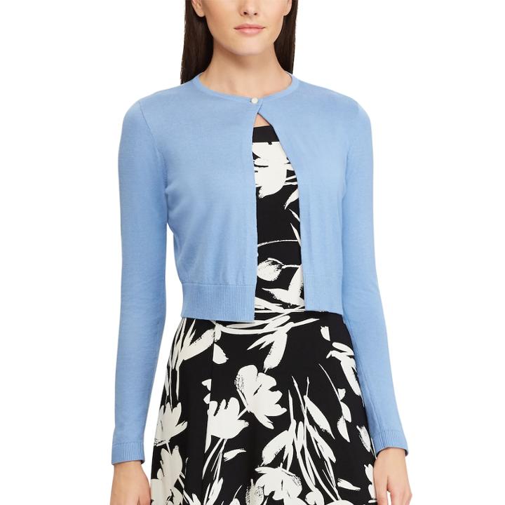 Women's Chaps Crop Cardigan, Size: Large, Blue