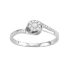 10k White Gold 1/5 Carat T.w. Diamond Cluster Engagement Ring, Women's, Size: 8