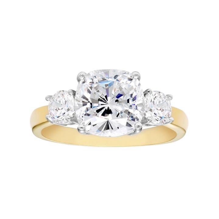 14k Gold Over Silver Lab-created White Sapphire 3-stone Engagement Ring, Women's, Size: 8