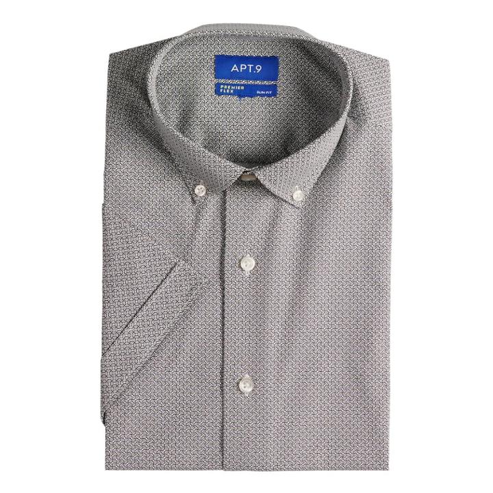 Men's Apt. 9&reg; Slim-fit Stretch Button-down Collar Dress Shirt, Size: Xxl18.5-19, Grey