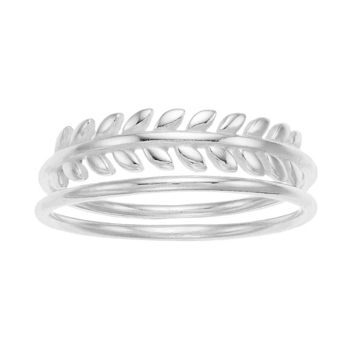 Love This Life Sterling Silver Leaf Ring Set, Women's, Size: 9