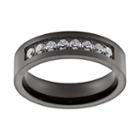 Cubic Zirconia Black Ion-plated Titanium Band - Men, Size: 10, White