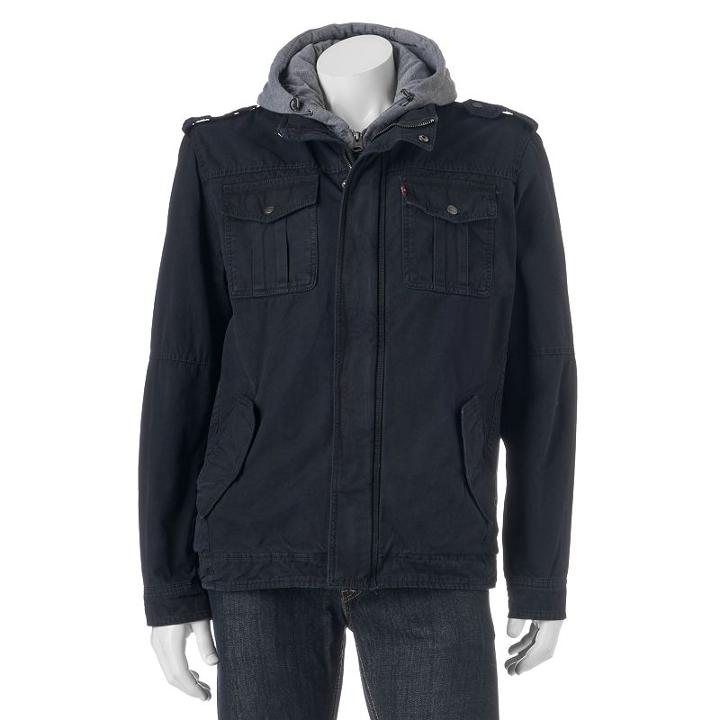 Men's Levi's&reg; Hooded Trucker Jacket, Size: Medium, Blue (navy)