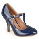 Journee Collection Lessah Women's T-strap High Heels, Girl's, Size: 8, Blue (navy)