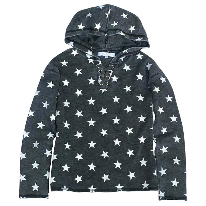Girls' 7-16 Harper & Elliott Star Lace-up Hoodie, Size: Medium, Grey (charcoal)