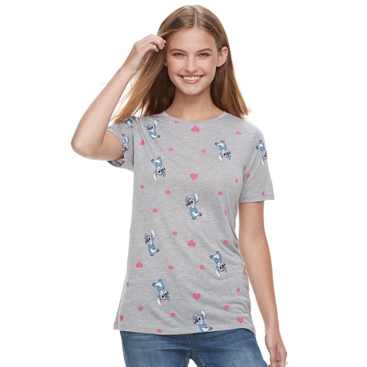 Disney's Lilo & Stitch Juniors' Tee, Teens, Size: Xs, Light Grey