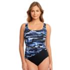 Women's Great Lengths Tummy Slimmer Sash Detail One-piece Swimsuit, Size: 10, Blue