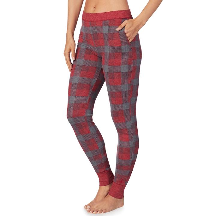 Plus Size Cuddl Duds Strecth Waffle Thermal Leggings, Women's, Size: 1xl, Brt Red