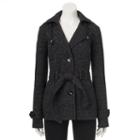 Juniors' Sebby Fleece Trench Coat, Girl's, Size: Large, Black