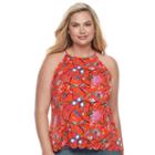 Juniors' Plus Size Candie's&reg; Split-back High Neck Tank, Girl's, Size: 3xl, Red Other