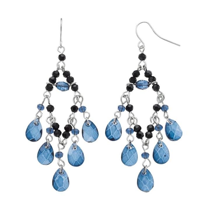 Chaps Blue Teardrop Nickel Free Chandelier Earrings, Girl's, Navy