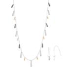 Tri Tone Bar Long Necklace & Drop Earring Set, Women's, Multicolor