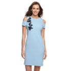 Women's Sharagano Embroidered Cold-shoulder Midi Dress, Size: 12, Turquoise/blue (turq/aqua)