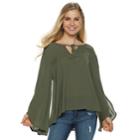 Juniors' Grayson Threads Tassel Peasant Top, Teens, Size: Medium, Dark Green