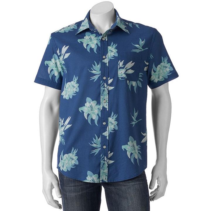 Men's Sonoma Goods For Life&trade; Flexwear Modern-fit Plaid Stretch Button-down Shirt, Size: Small, Dark Blue