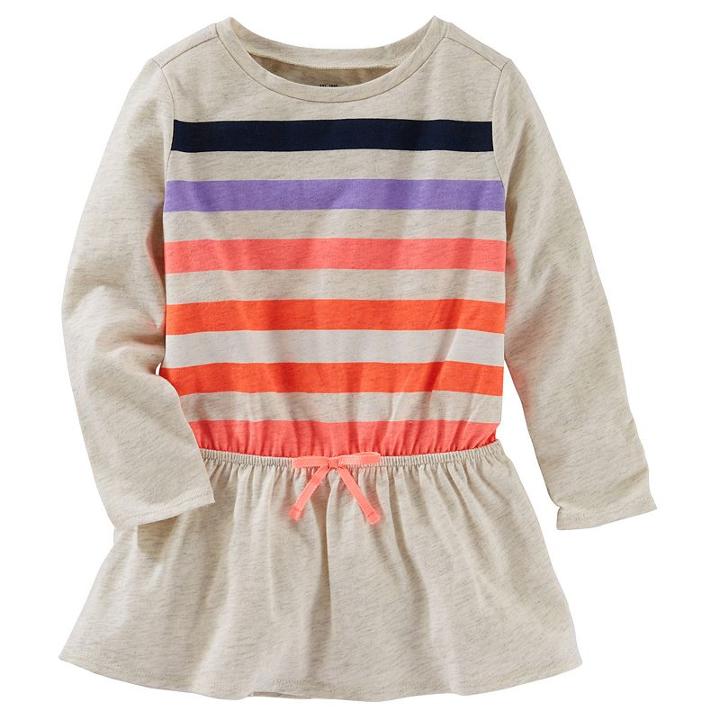 Girls 4-8 Oshkosh B'gosh&reg; Dolman Long Sleeve Striped Tunic, Girl's, Size: 5, Light Grey