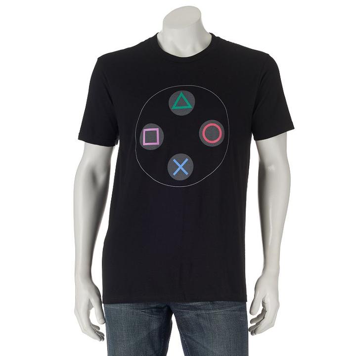 Playstation Controller Buttons Tee - Men, Size: Large, Black